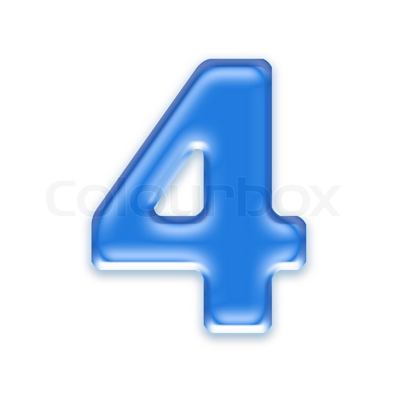 4 - Aqua digit isoliert auf weißem ... | Stock Bild | Colourbox