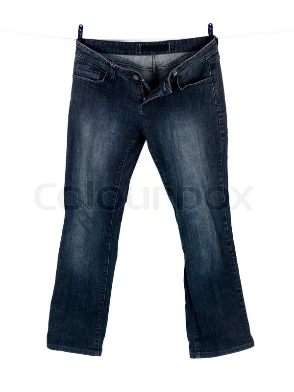 Jeans hanging from a clothes line Stock image Colourbox