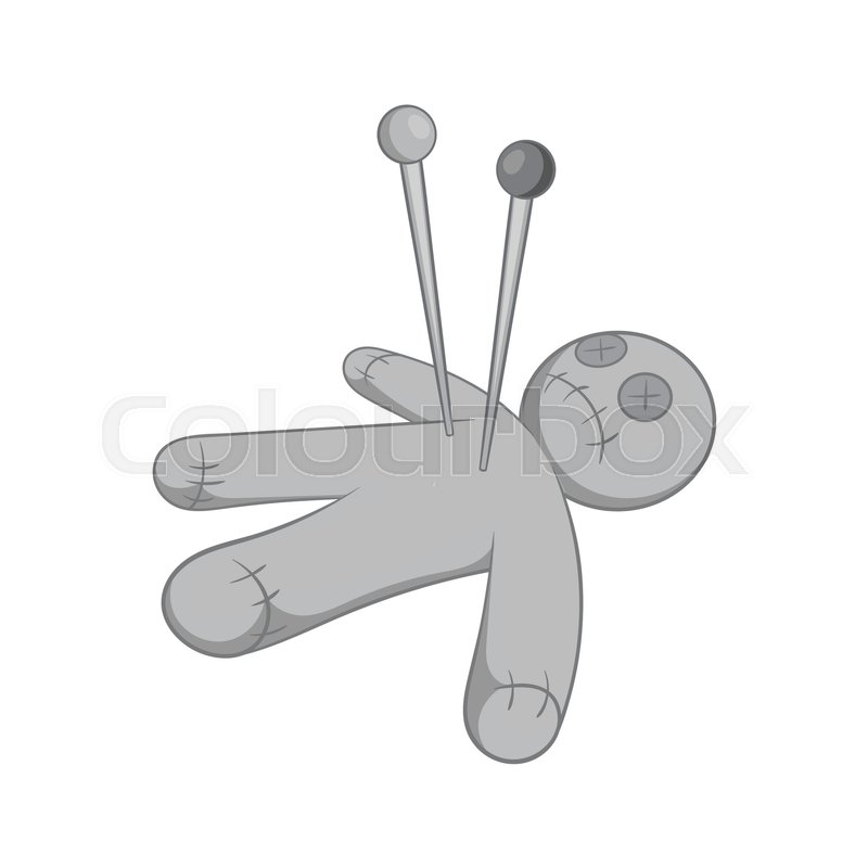 Voodoo doll icon in black monochrome | Stock vector | Colourbox