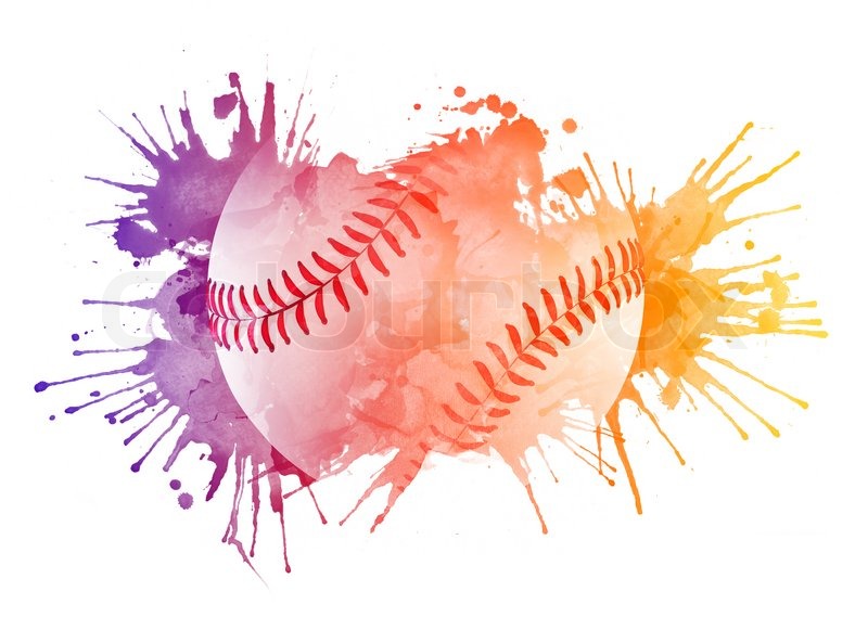 Baseball ball in Watrcolor Isolated on | Stock image | Colourbox