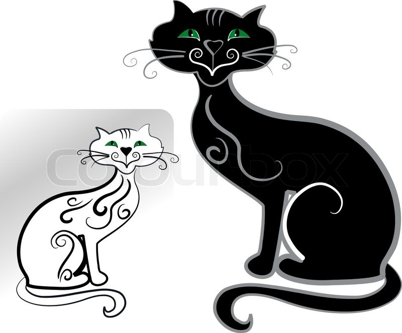 Schwarze und weiße Katzen | Vektorgrafik | Colourbox