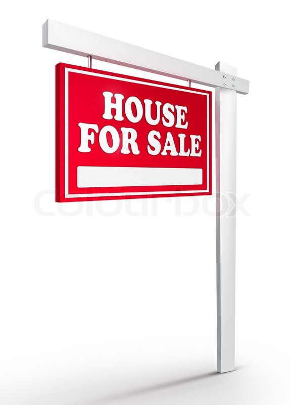 Real Estate Sign – House For sale on white background. 2D artwork. Computer  Design. | Stock image | Colourbox