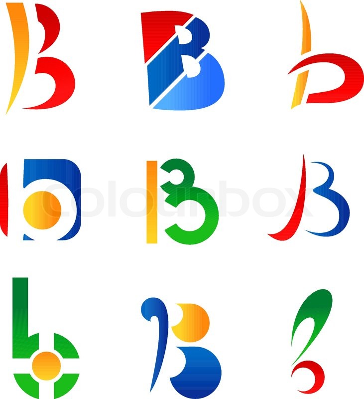 set of alphabet symbols and icons of letter b stock vector colourbox