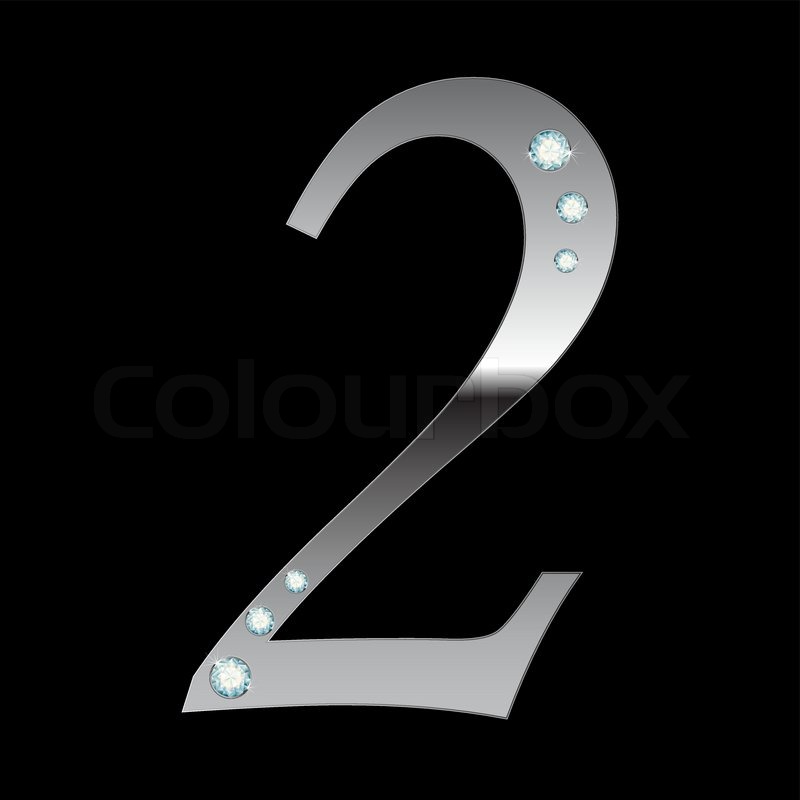 Vector silver metallicnumber two with ... | Stock vector | Colourbox