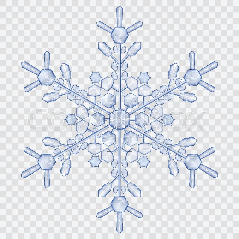 big translucent crystal snowflake in blue colors on christmas snowflakes png