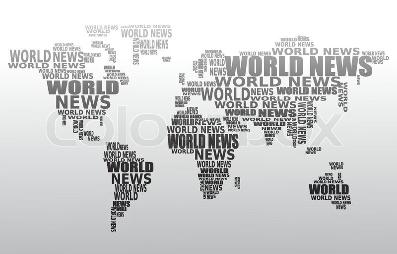 world news concept abstract world map made from world news words world map words