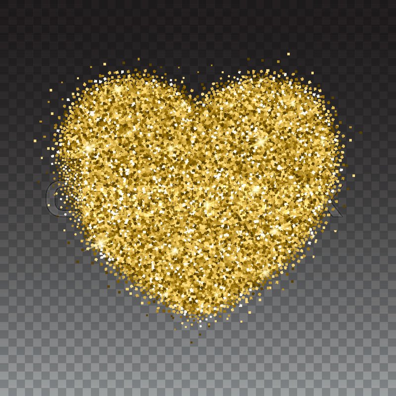 Hearts Pattern Of Gold Glitter. Valentine Day Golden Glittering