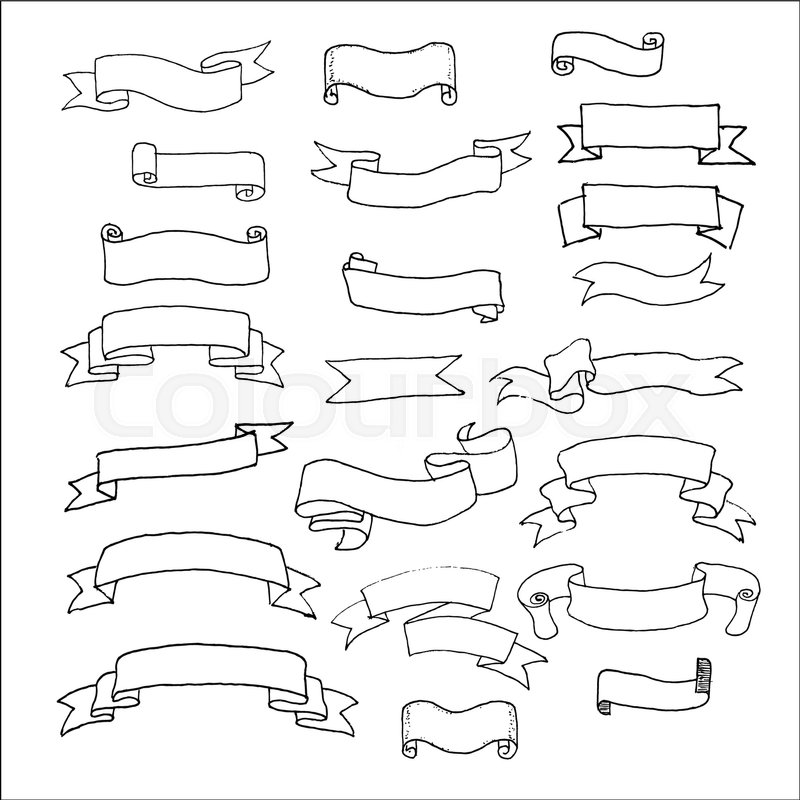 Ribbon Banners Set Hand Drawn Vector Stock Vector Colourbox