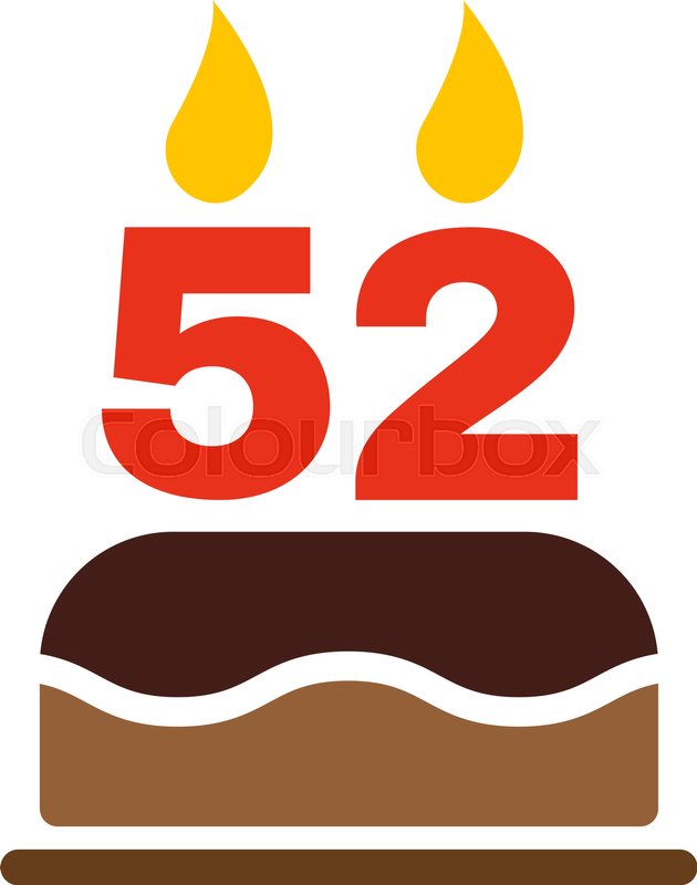 the birthday cake with candles in the form of number 52 icon