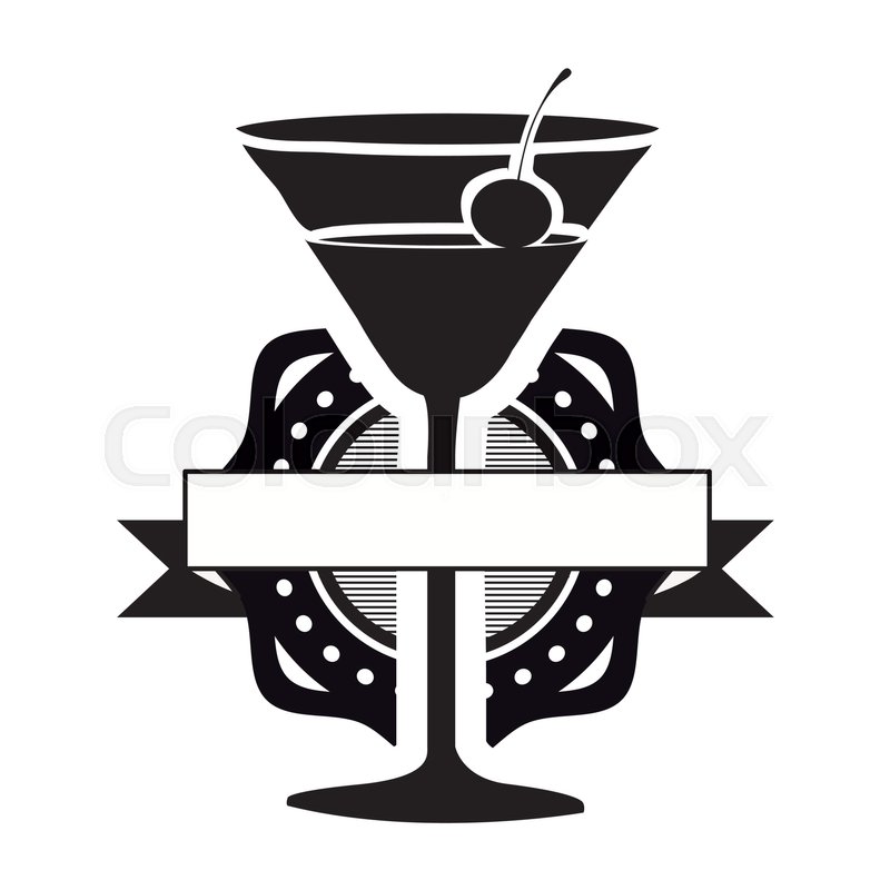 Cocktail Glass Emblem With Banner Icon Stock Vector Colourbox