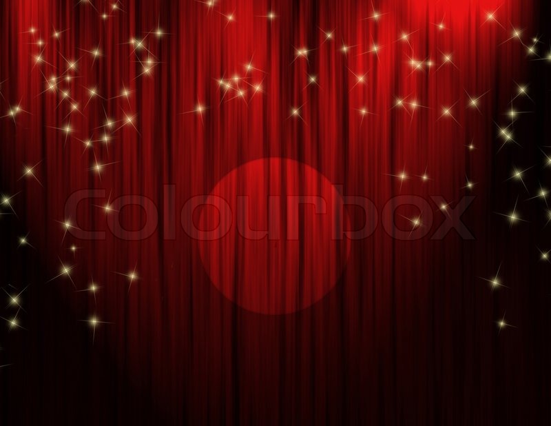 Red Theater Curtains Spotlight Stock Image Colourbox