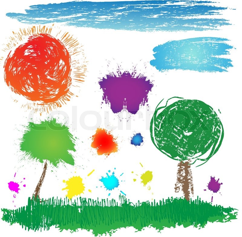 Bunte helle Farbspritzer auf weißem | Stock-Vektor | Colourbox