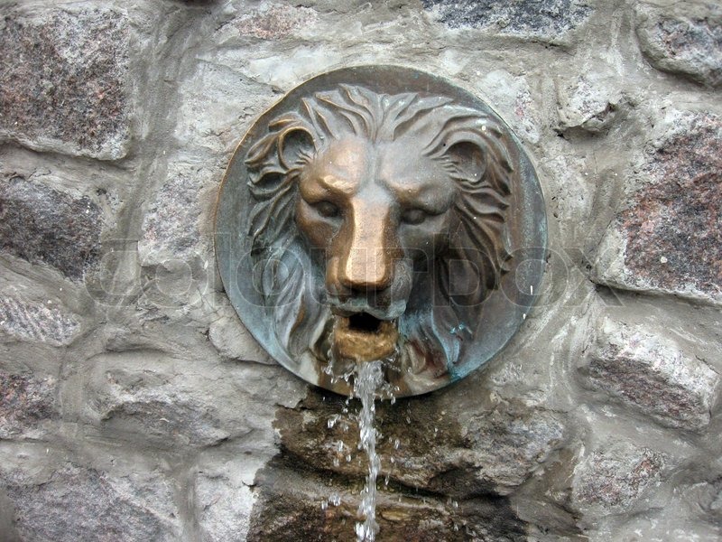 The metall head of a lion - Fountain | Stock Photo | Colourbox