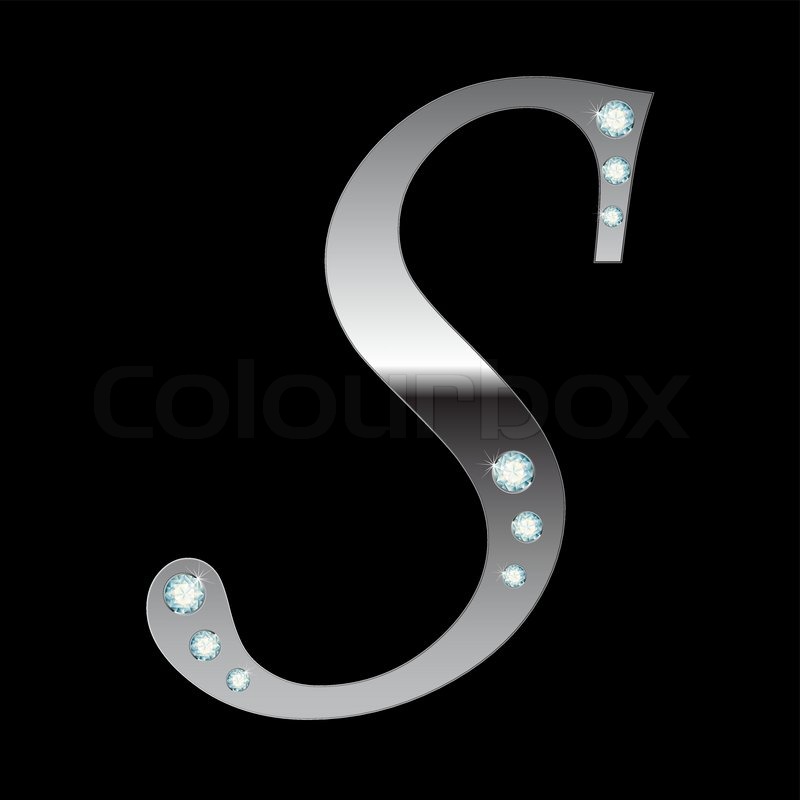 Vector silver metallic letter S with ... | Stock vector | Colourbox
