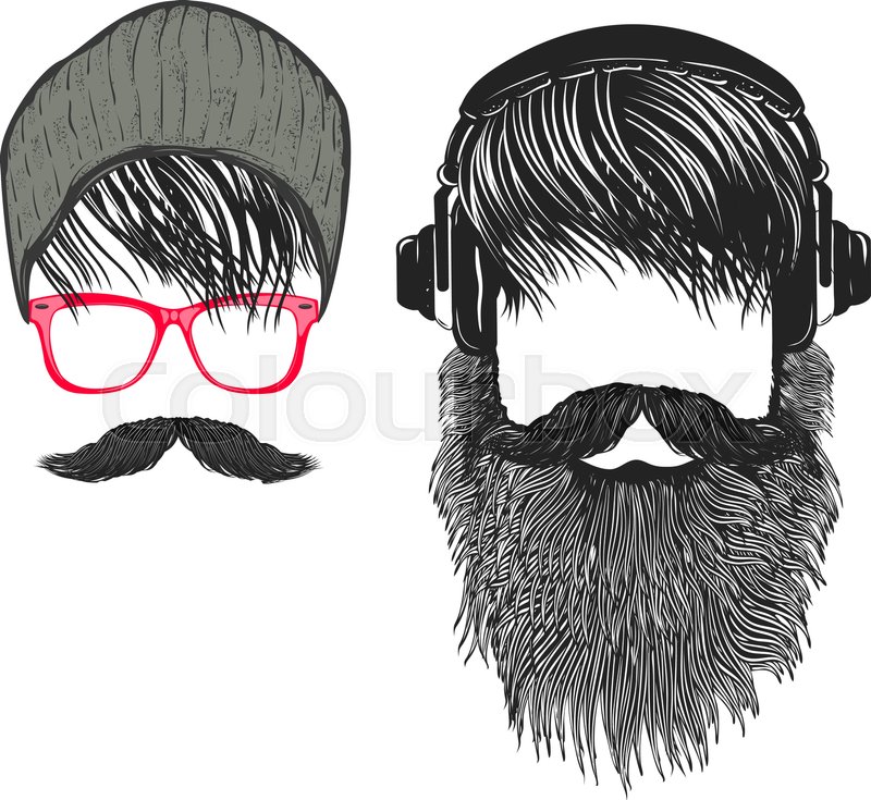 Set Of Hipster Hairstyle Men With Stock Vector Colourbox