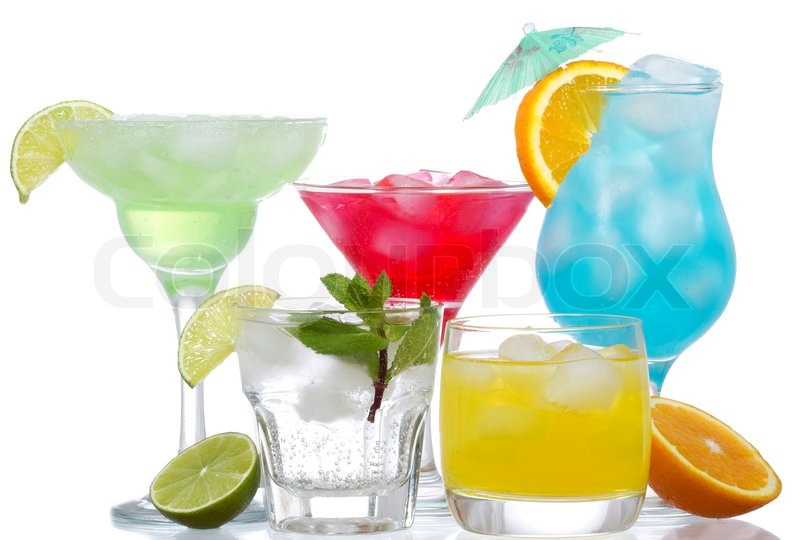 Cocktails With Fruits On A White Stock Image Colourbox