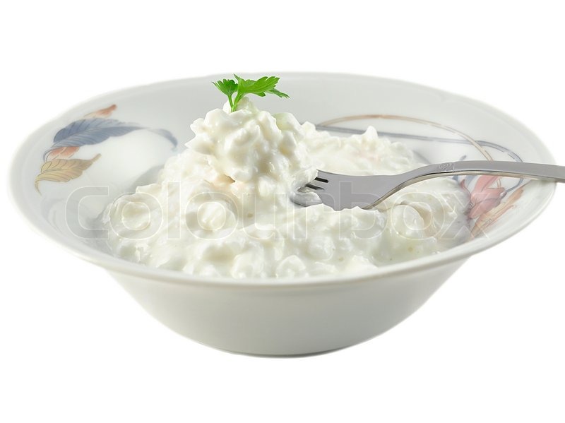 Quark in eine Schüssel auf weißem Stock Bild Colourbox
