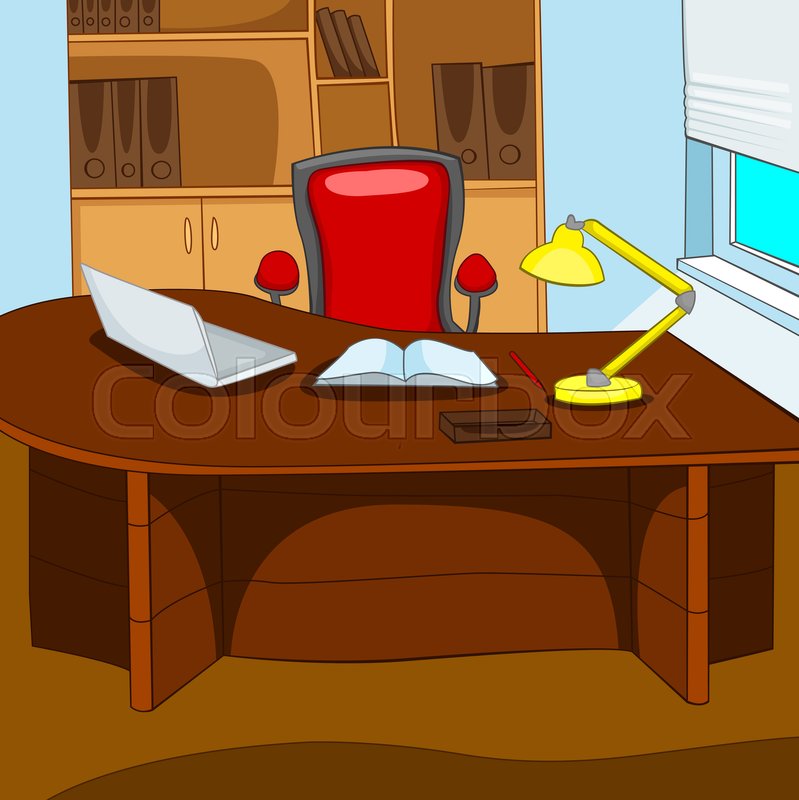Hand drawn cartoon of business office place. Colourful cartoon of ... Hand drawn cartoon of business office place. Colourful cartoon of ...