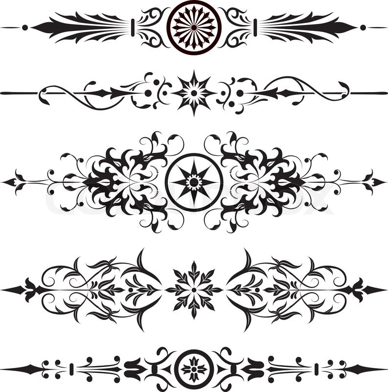 Line Art Flower Corner : Element for design corner flower vector illustration