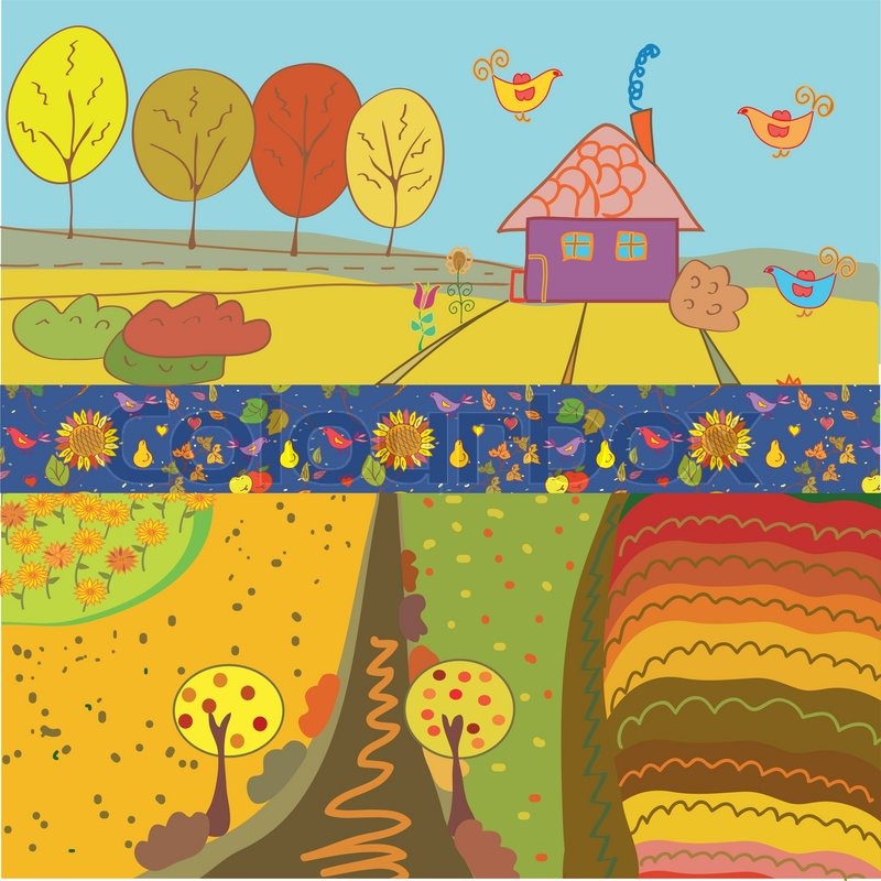 Autumn Banners Cartoon Stock Vector Colourbox