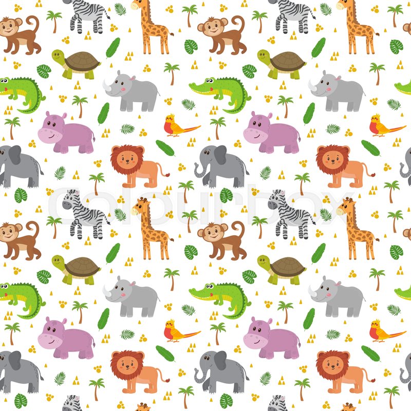 African animals seamless pattern. Cute Stock vector Colourbox