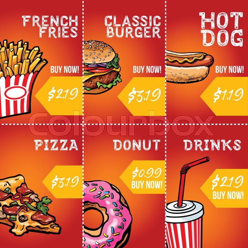 Set of fast food sale banner templates Stock vector Colourbox