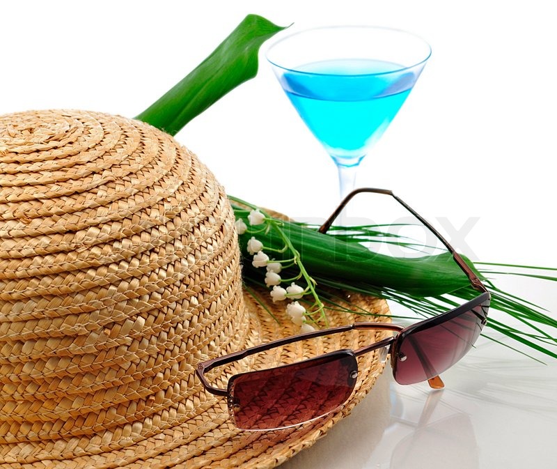 a-straw-hat-with-sunglasses-cocktail-stock-image-colourbox