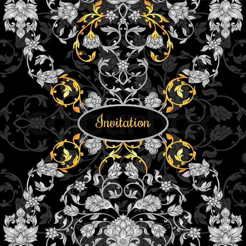 Floral Decorated Invitation Card With Stock Vector Colourbox