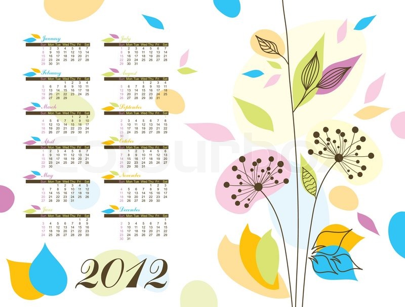 Abstrakt blumen Kalender 2012, Vektor | Stock-Vektor | Colourbox