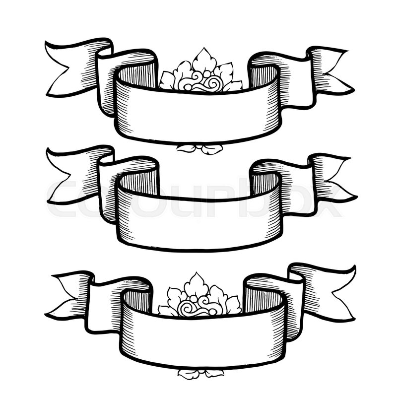 Old Hand Drawn Banner For Scrapbook Stock Vector Colourbox