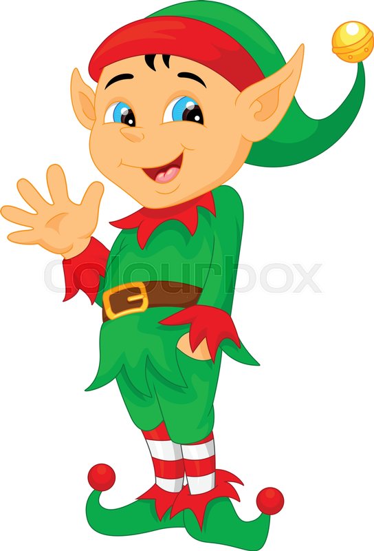 vector illustration of cute cartoon elf waving stock vector