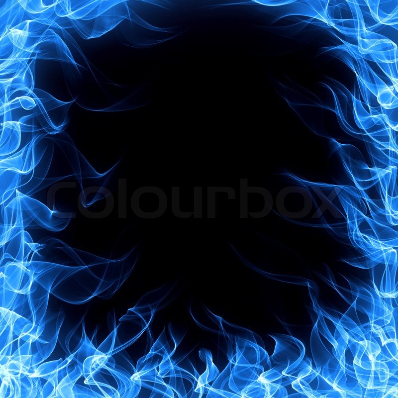Blue gas fire flame on black background Stock Photo Colourbox