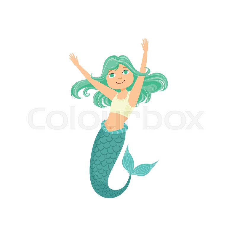 Turquoise Hair Mermaid In White Stock Vector Colourbox