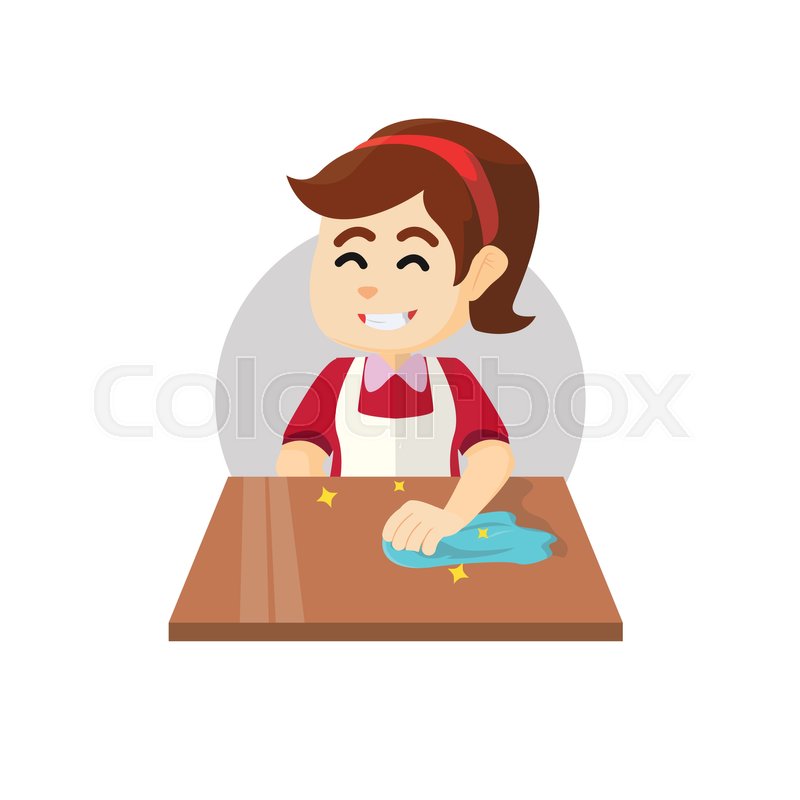 Girl tidy up the table Stock vector Colourbox
