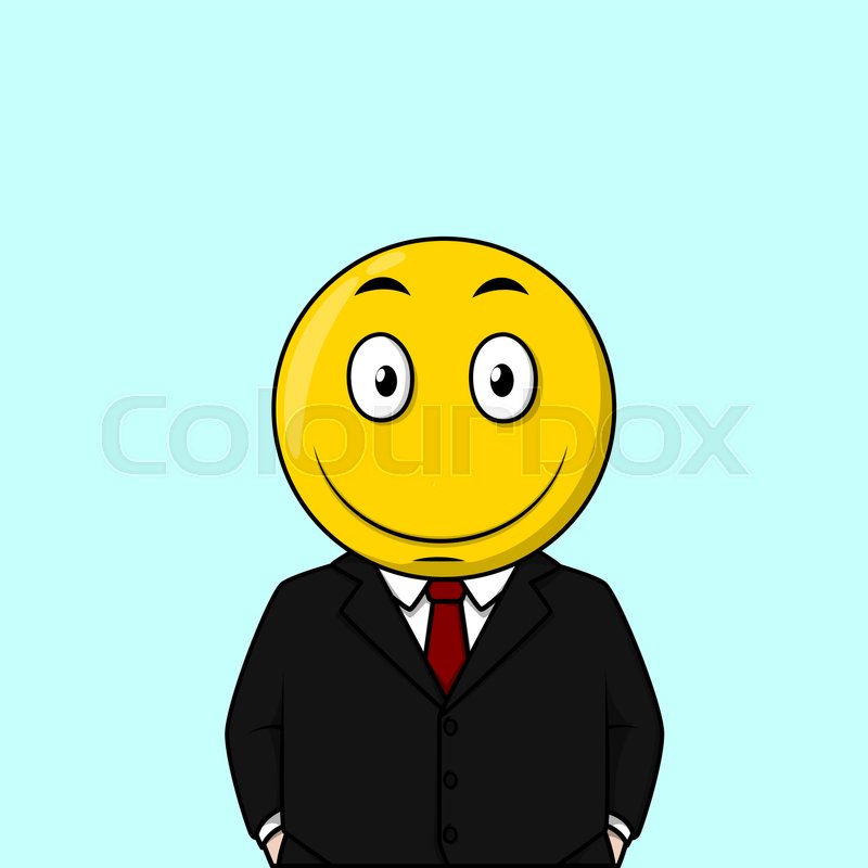 Smile business man Yellow circle head Stock vector Colourbox