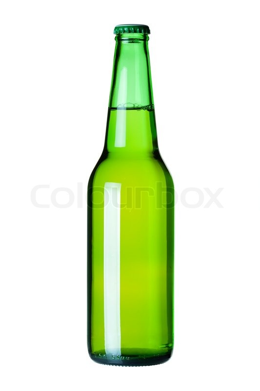 Bier Sammlung Lager Bier in grünen Flaschen auf weißem Hintergrund
