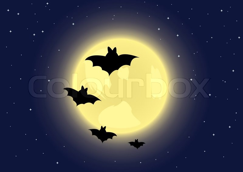 Black Bats On Full Moon Background Stock Vector Colourbox