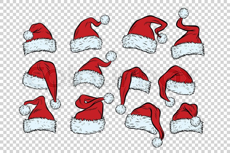 set christmas hats santa claus pop art retro comic book christmas seasonal jobs