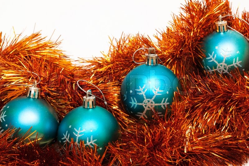 blue christmas balls on the orange garland stock photo colourbox orange christmas ornaments balls