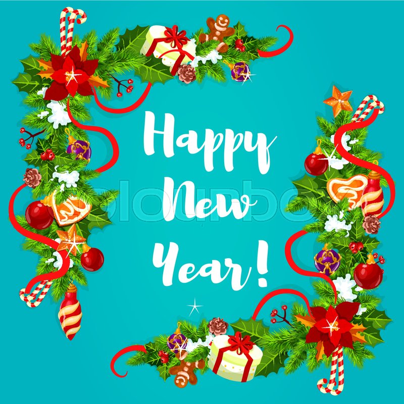 Happy New Year greeting card with | Stock vector | Colourbox