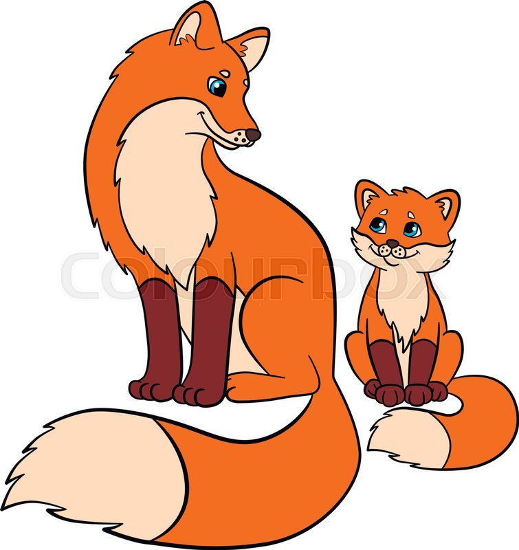 Cartoon Wild Animals For Kids Fox Stock Vector Colourbox