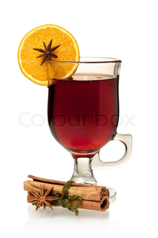 mulled wine with orange slice anise and cinnamon christmas spice tea