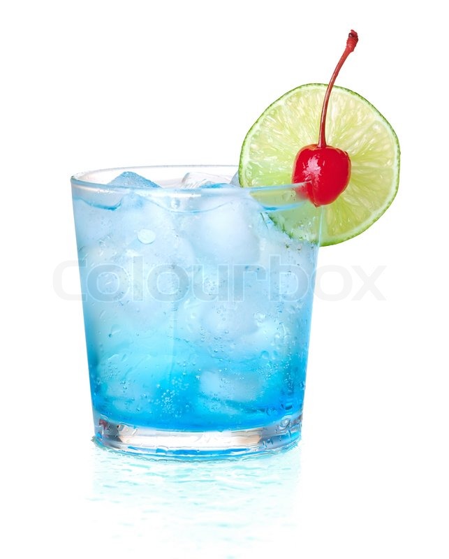 Blue Alcohol Cocktail With Maraschino Stock Image Colourbox