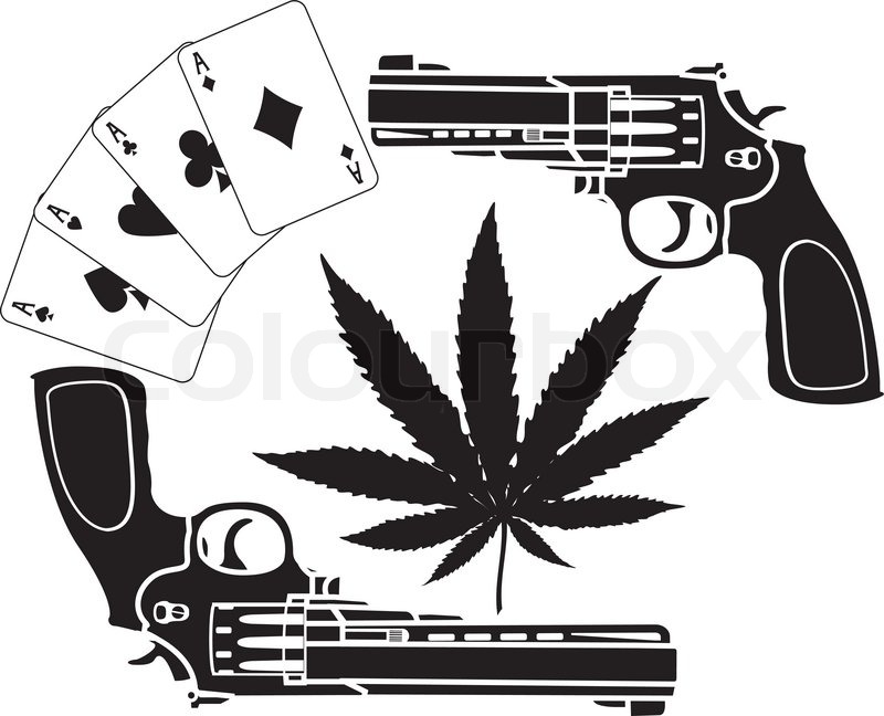 cards hemp and two pistols stencil vector illustration cards hemp and two pistols stencil vector illustration