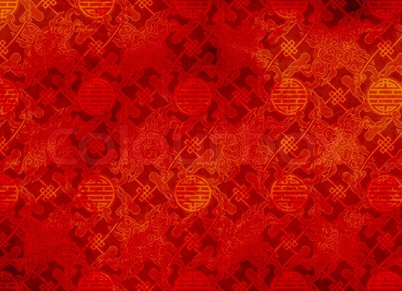 Chinese red textured pattern in filigree for background or wallpaper -  smooth | Stock image | Colourbox