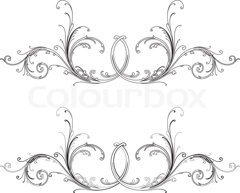 baroque design element traditional style all curves separately vector