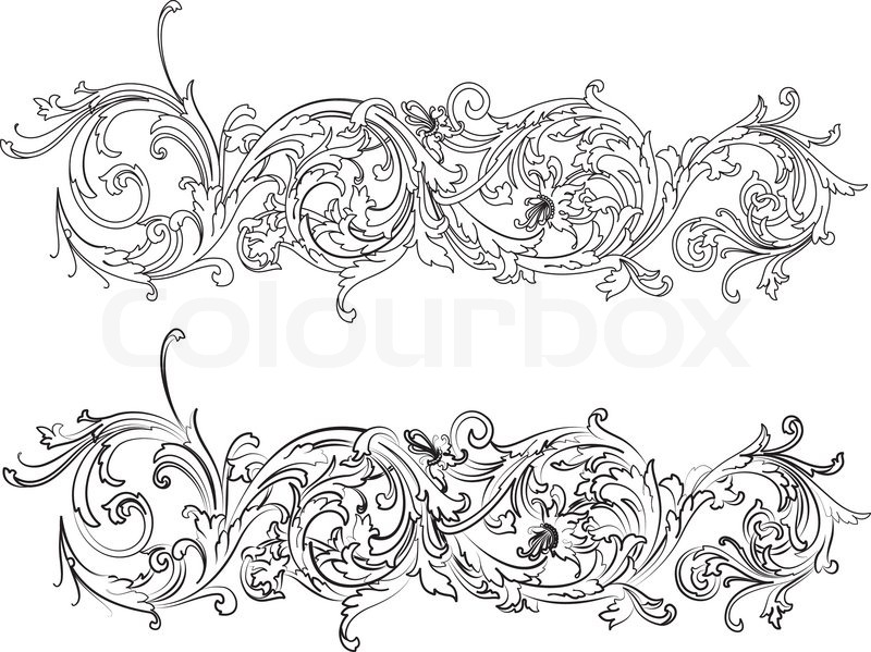 baroque design element traditional style all curves separately vector