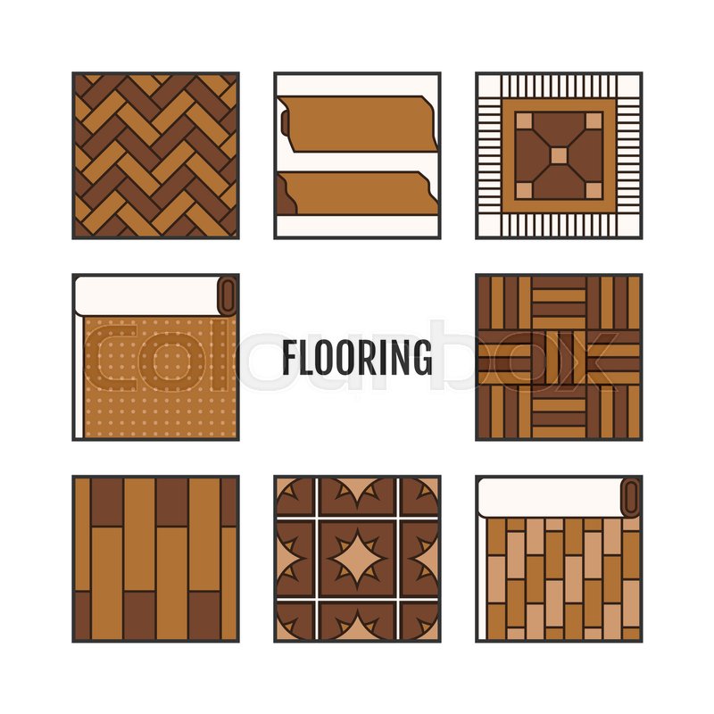 Types Of Flooring Flat Icons Objects Stock Vector Colourbox