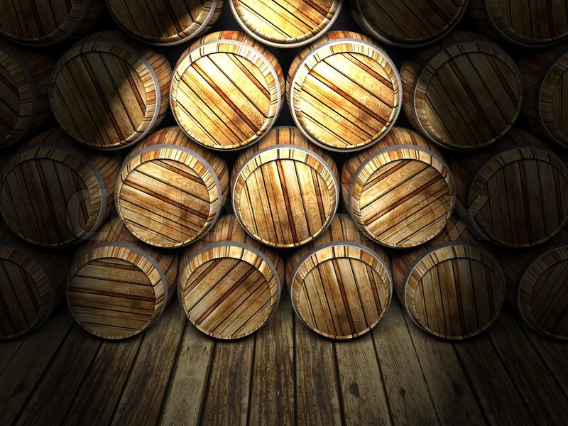 Wall of wooden barrels | Stock Photo | Colourbox