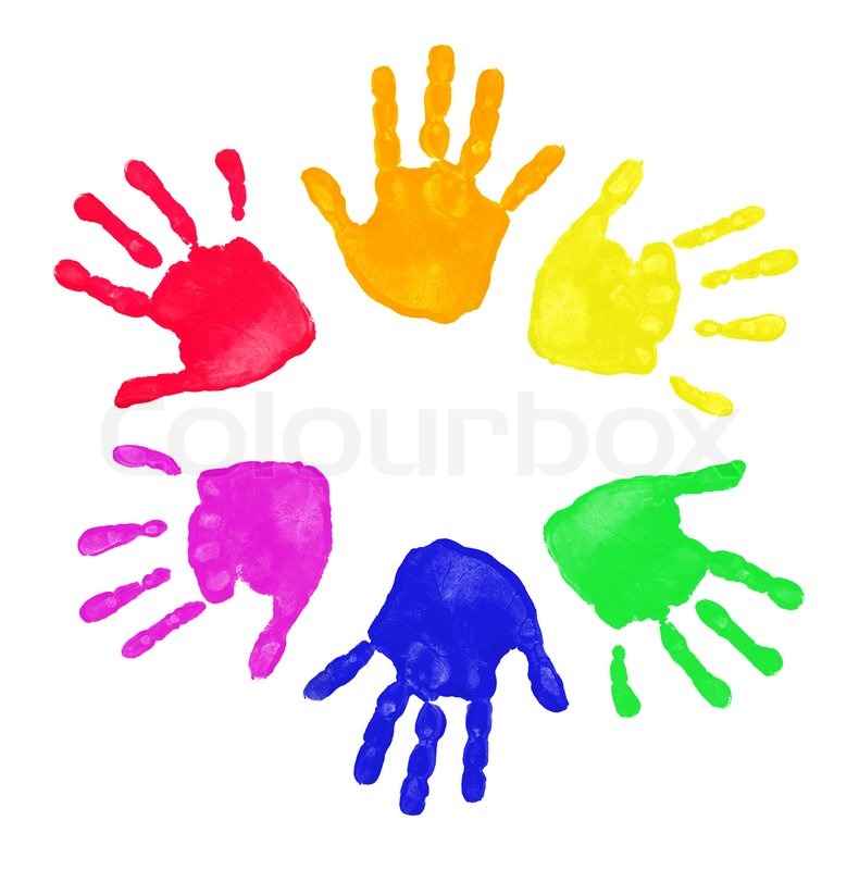 set of colorful hand prints in rainbow order isolated on white background stock photo colourbox - Prints For Kids set of colorful hand prints in rainbow order isolated on white background stock photo colourbox - Prints For Kids